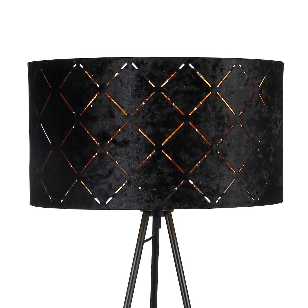 Stehlampe Lorena Schwarz, Dreibeinig Mit Samtbezug - Schwarz, ROMANTIK / LANDHAUS, Textil/Metall (69/149cm) - James Wood