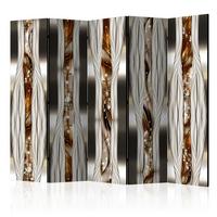 Paravent Schwarz Beige Cognac B: 225 cm - Cognac/Beige, Basics, Holz/Textil (225/172/3cm) - artgeist