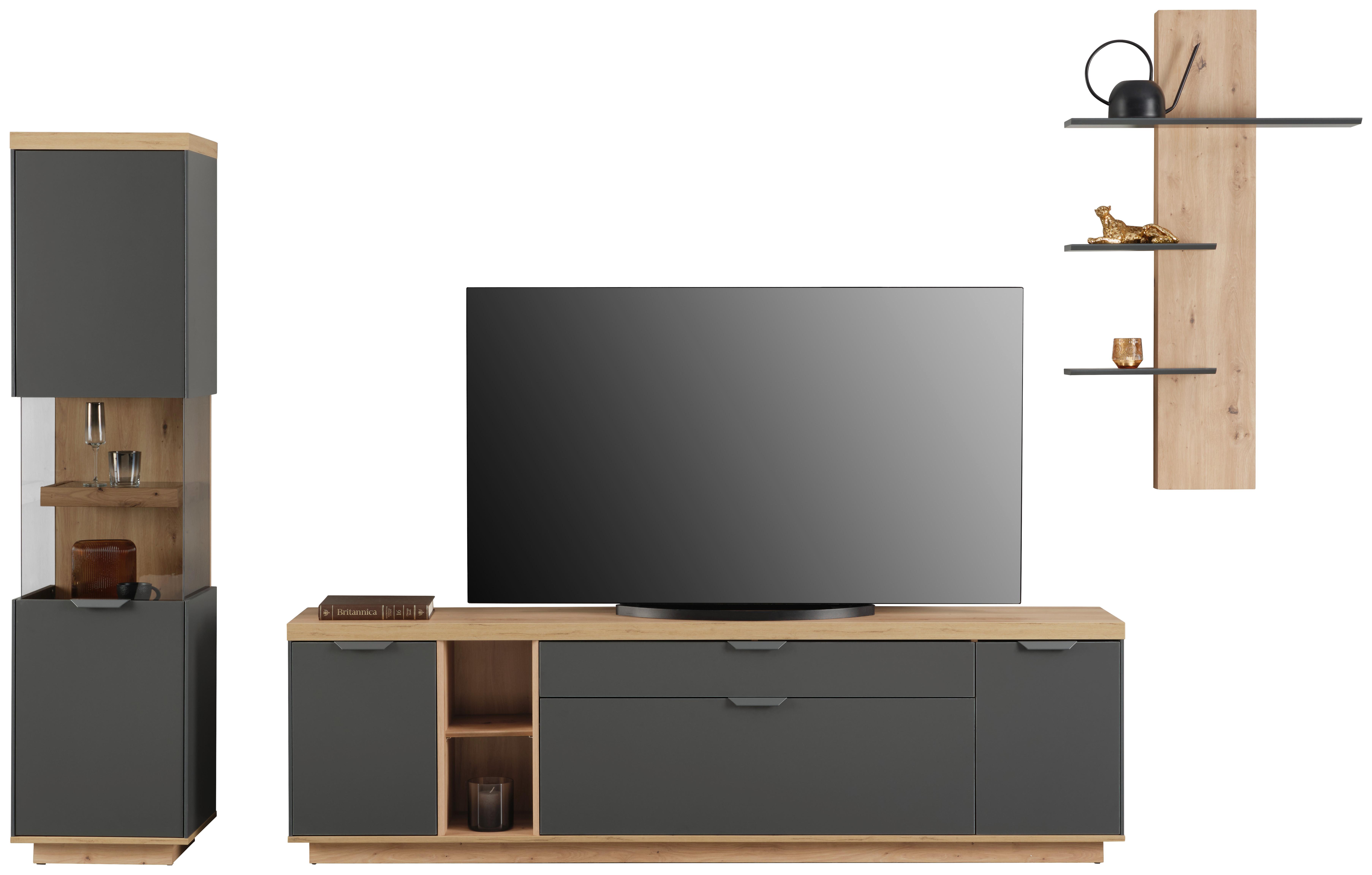 Wohnwand Jake Anthrazit/ Eiche Artisan Dekor B: 334,7cm