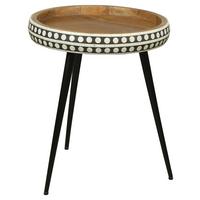 Beistelltisch Naturfarben Echtholz H: 42 cm Jana - Schwarz/Naturfarben, MODERN, Holz/Metall (35/42/35cm) - MID.YOU