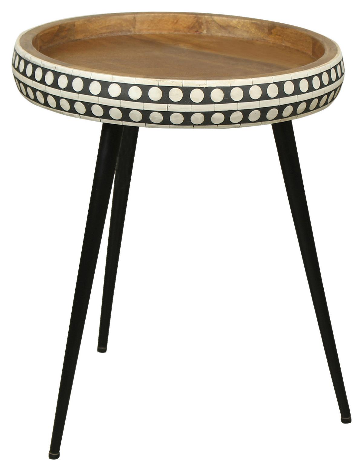 Beistelltisch Naturfarben Echtholz H: 42 cm Jana - Schwarz/Naturfarben, MODERN, Holz/Metall (35/42/35cm) - MID.YOU