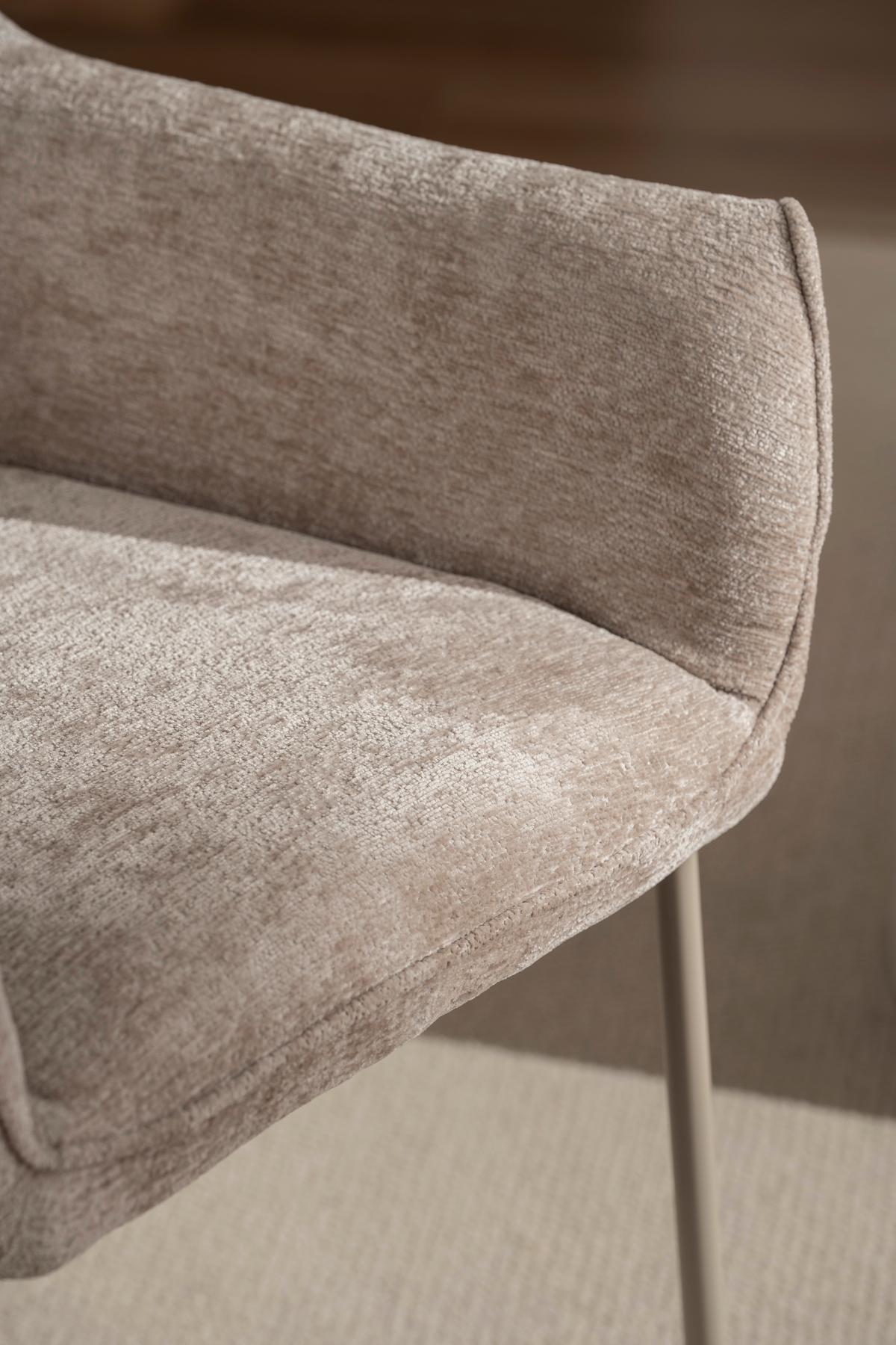 Armlehnstuhl Alea Chenille Beige, B: 62 Cm - Beige, MODERN, Holz/Textil (62/83/62cm) - MID.YOU