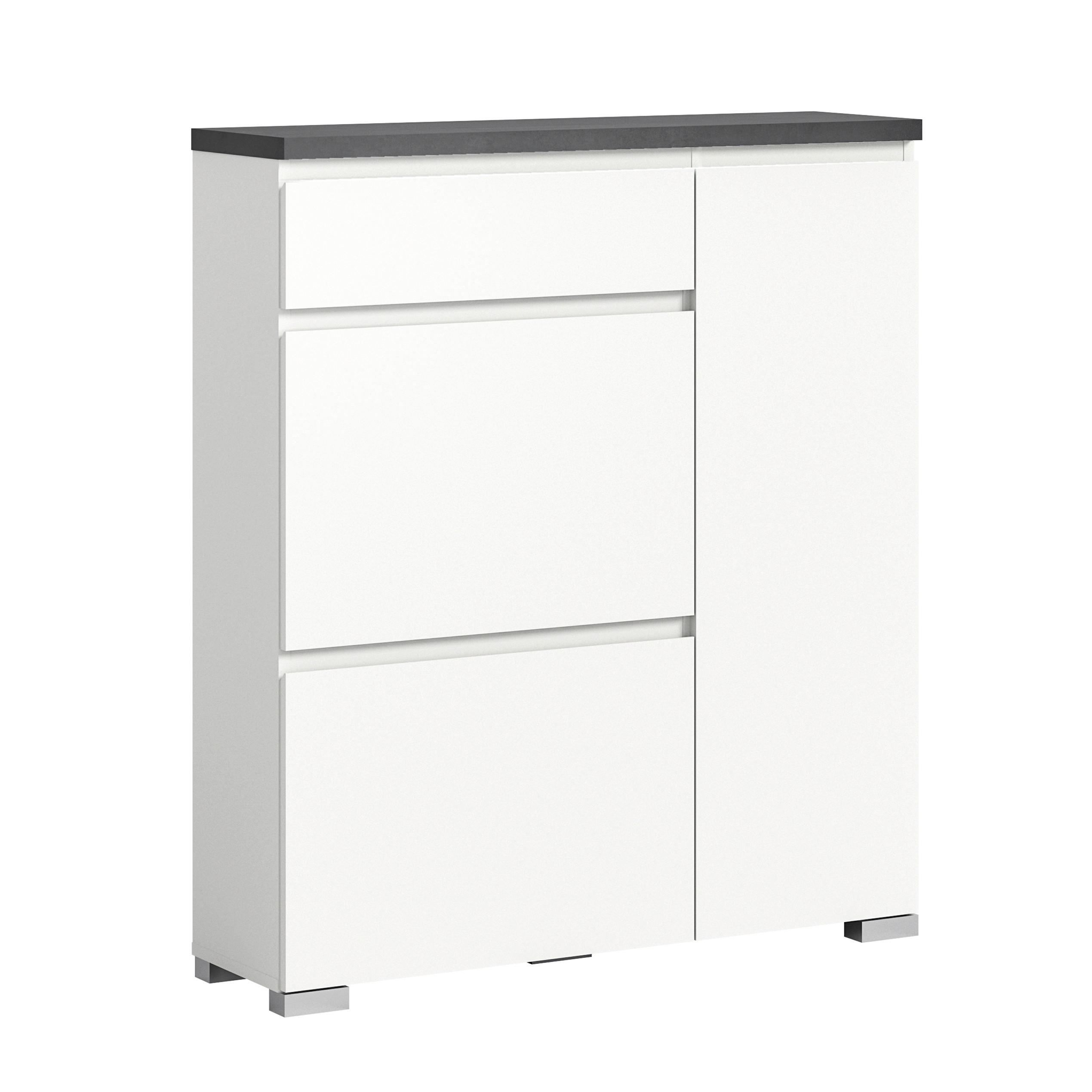 Schuhschrank Shoelove Weiß, Grau B: 95cm - Silberfarben/Weiß, MODERN (95/109/27cm)