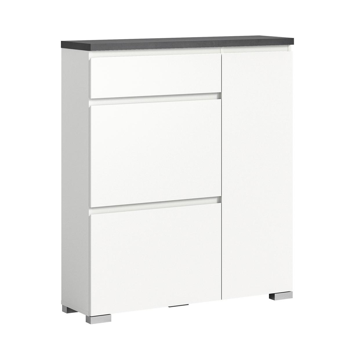 Schuhschrank Shoelove Weiß, Grau B: 95cm - Silberfarben/Weiß, MODERN (95/109/27cm)