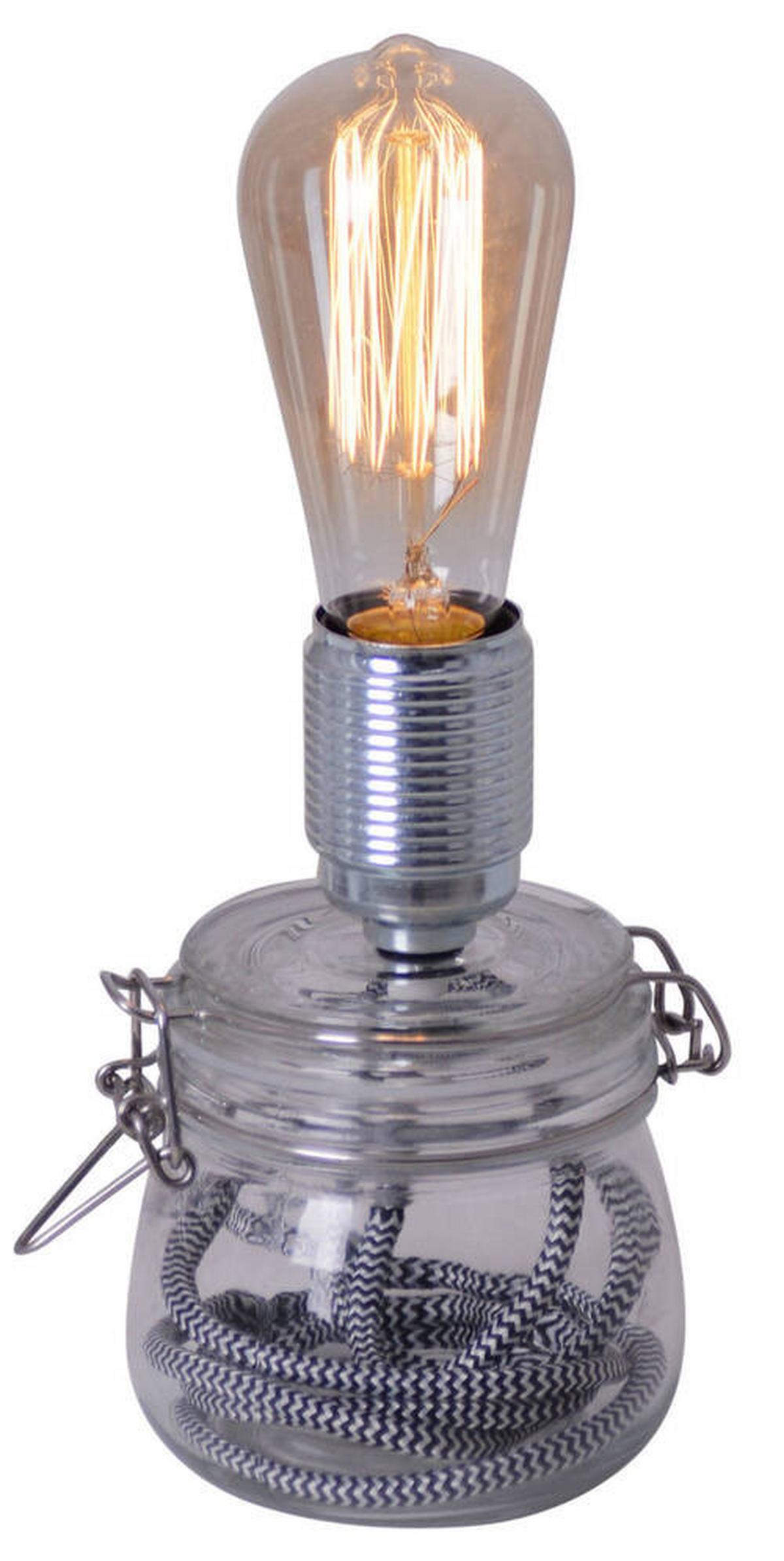 Tischlampe Max Klar Mit Kippschalter - Klar, LIFESTYLE, Glas/Textil (11/20cm) - Näve