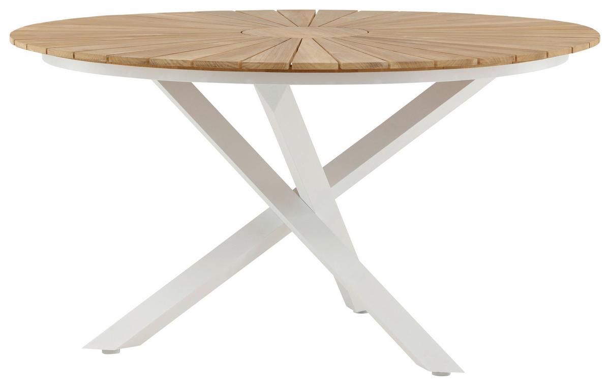 Gartentisch Mexico - Weiß/Teakfarben, KONVENTIONELL, Holz/Metall (140/140/75cm) - Gardenson