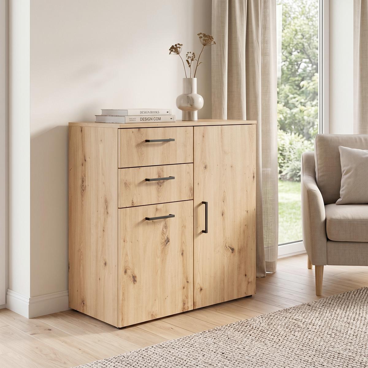 KOMODA Multistauraum - černá/antracitová, Moderní, kompozitní dřevo/plast (80/83/40cm)