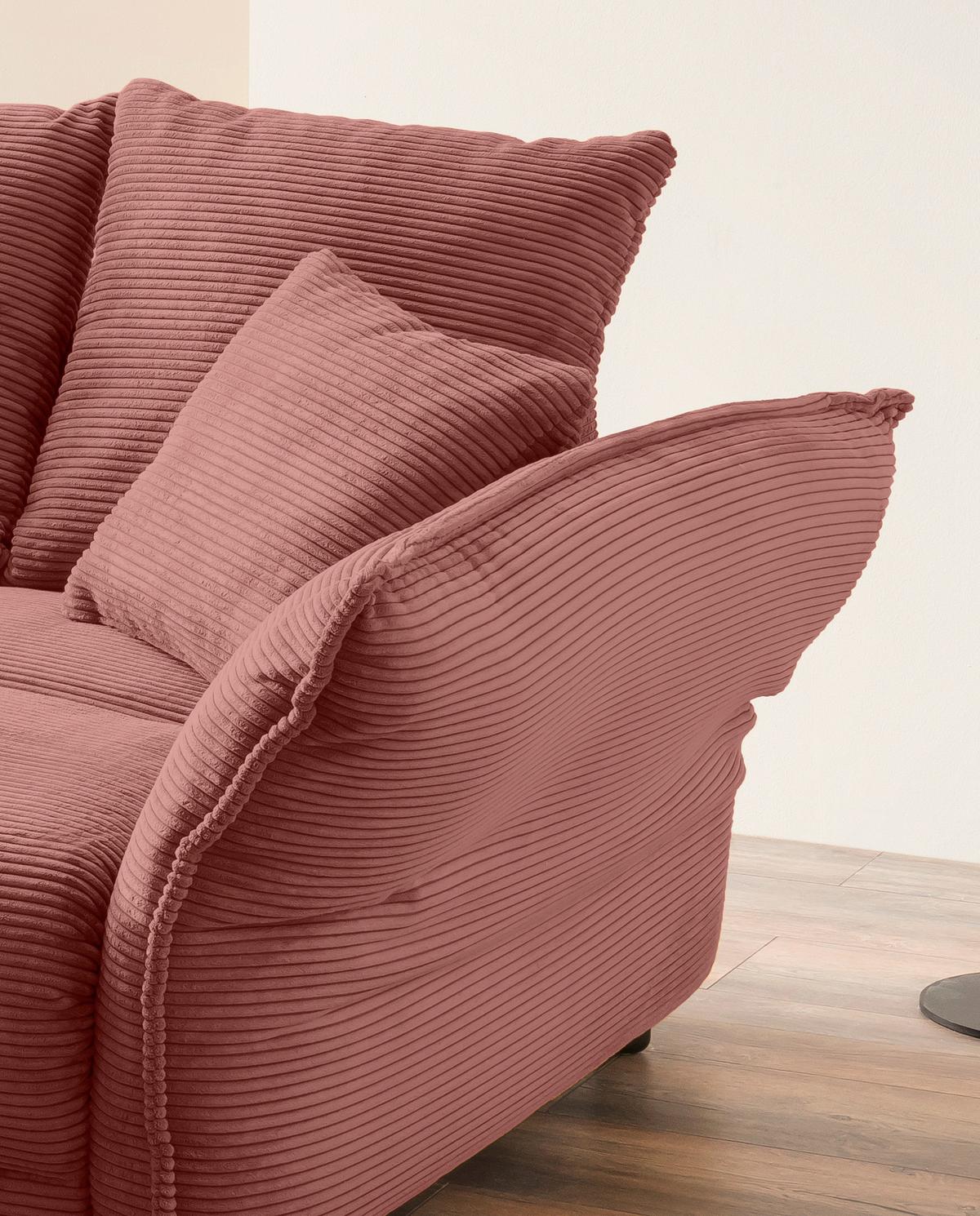 Bigsofa Pera, Koralle B: 242 cm - Chromfarben/Koralle, MODERN, Textil (242/71/90/131cm) - Livetastic