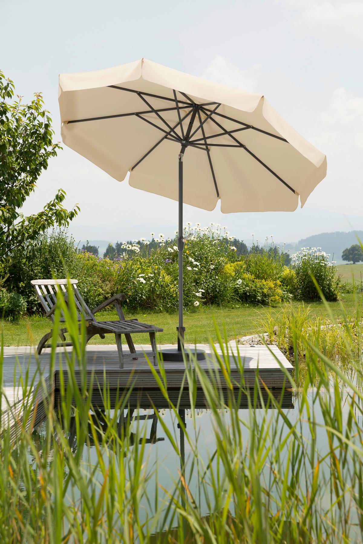 Sonnenschirm Orlando BxHxT: 270x250x270 Naturfarben - Anthrazit/Naturfarben, Basics, Textil/Metall (270/250/270cm) - Schneider