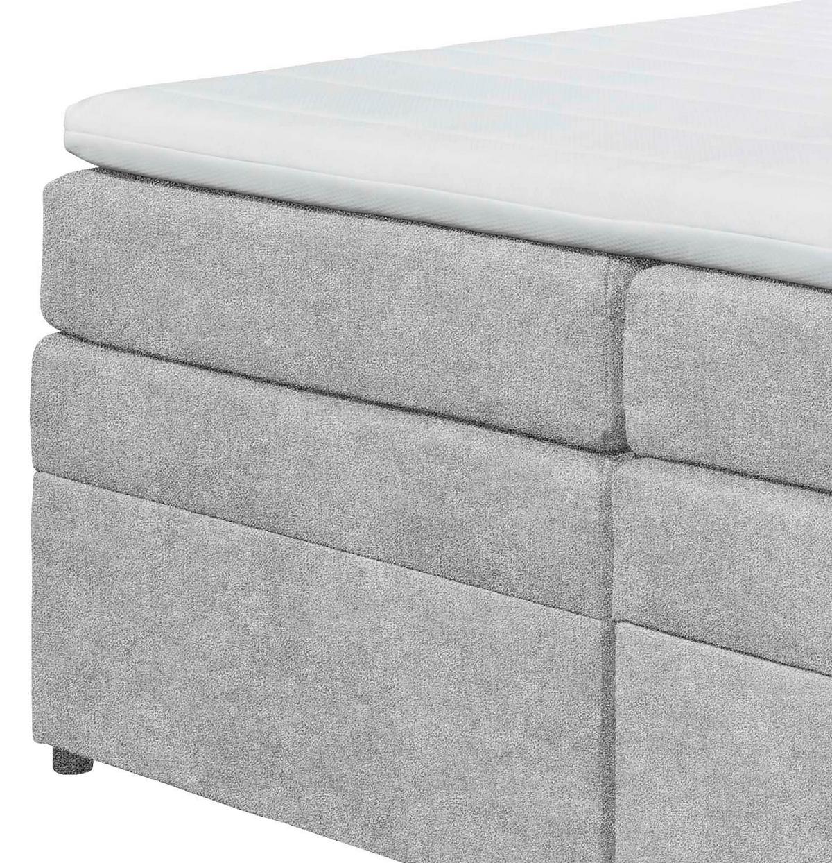 Boxspringbett Mit Topper & Bettkasten 180x200 Tacoma 3 - Silberfarben, KONVENTIONELL, Kunststoff/Textil (180/200cm) - MID.YOU
