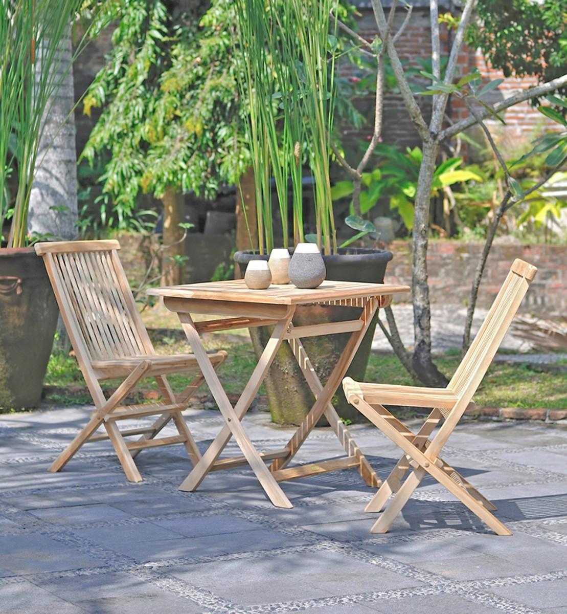 Gartenmöbel Set 3-Tlg. Java Teakholz - Teakfarben, Basics, Holz (70/59/105cm) - Gardenson
