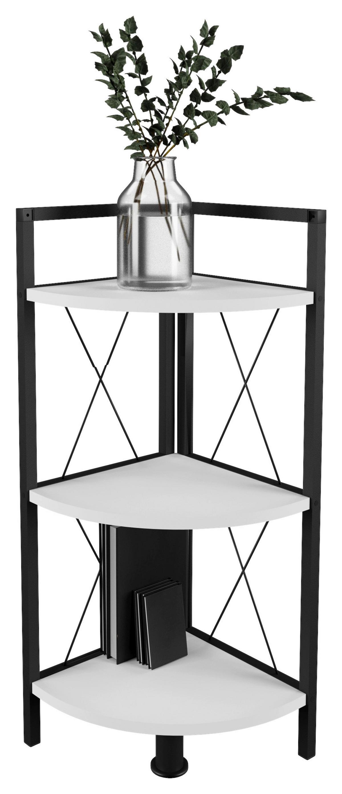ROHOVÝ REGÁL INSASI 2 ECKREGAL - čierna/biela, Design, kov/kompozitné drevo (34/87/34cm) - MID.YOU