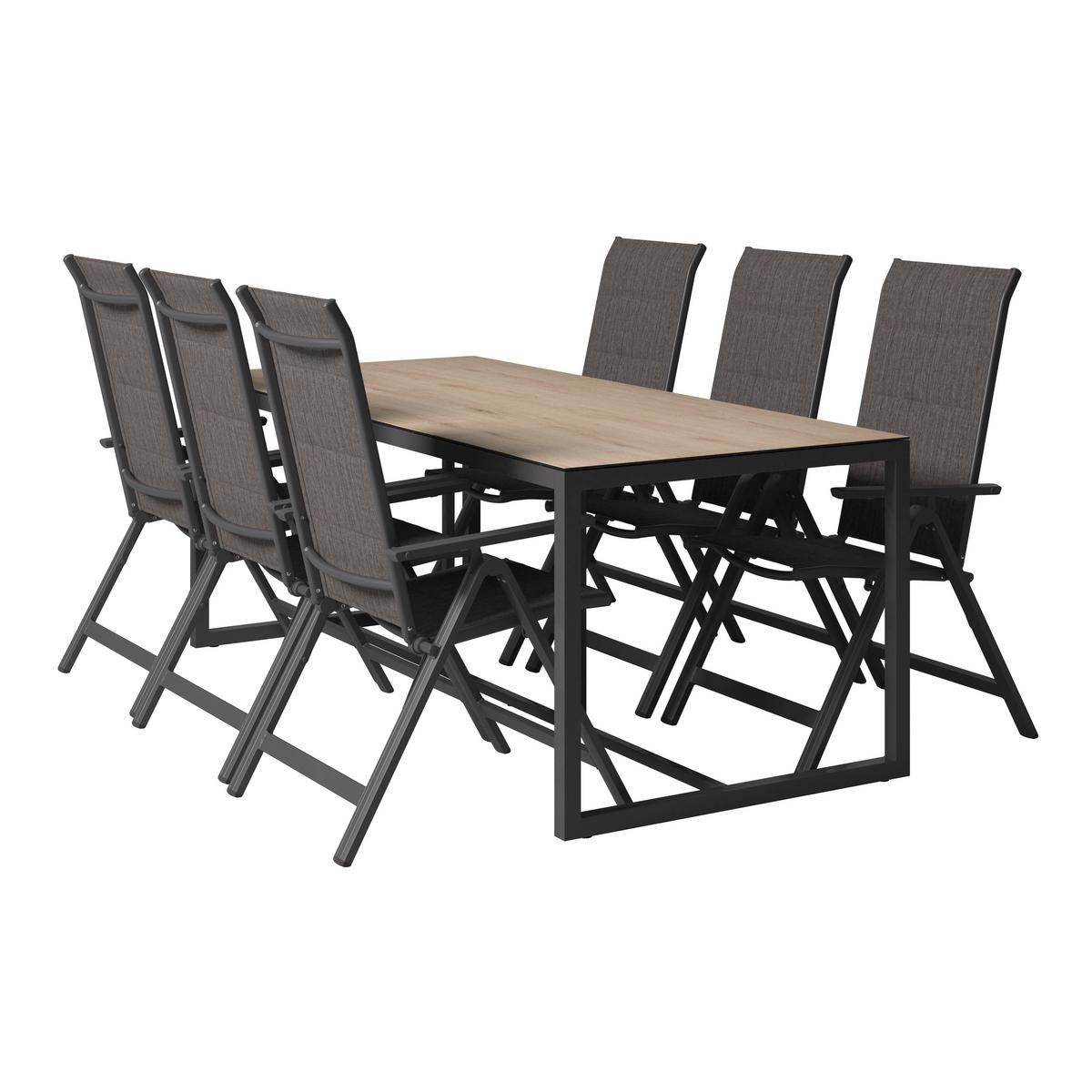 Gartentisch Sorrent - Anthrazit/Naturfarben, MODERN, Glas/Metall (200/76/90cm) - Beldano