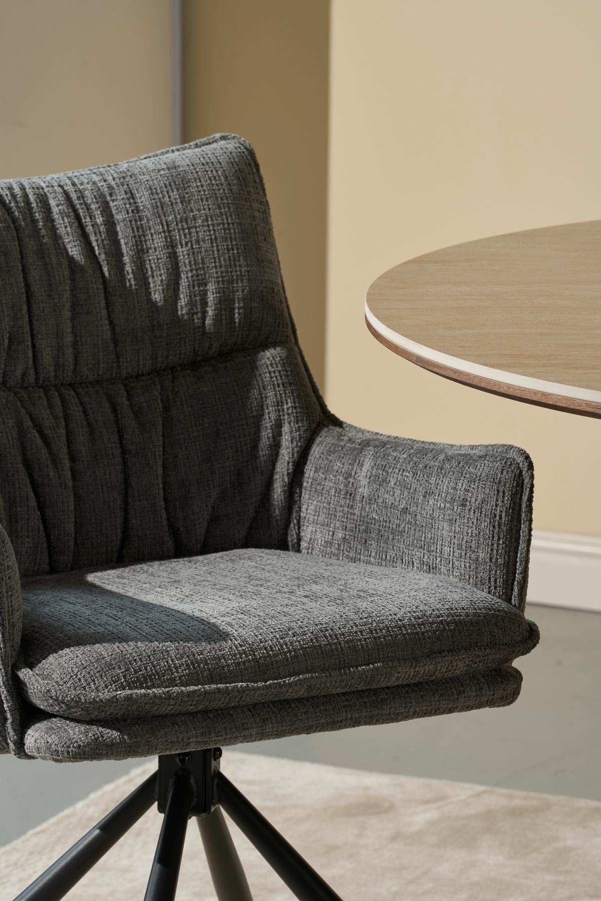 Armlehnstuhl Aria Grau/Schwarz B: 57 cm - Schwarz/Grau, MODERN, Holz/Textil (57/90/67cm) - Livetastic