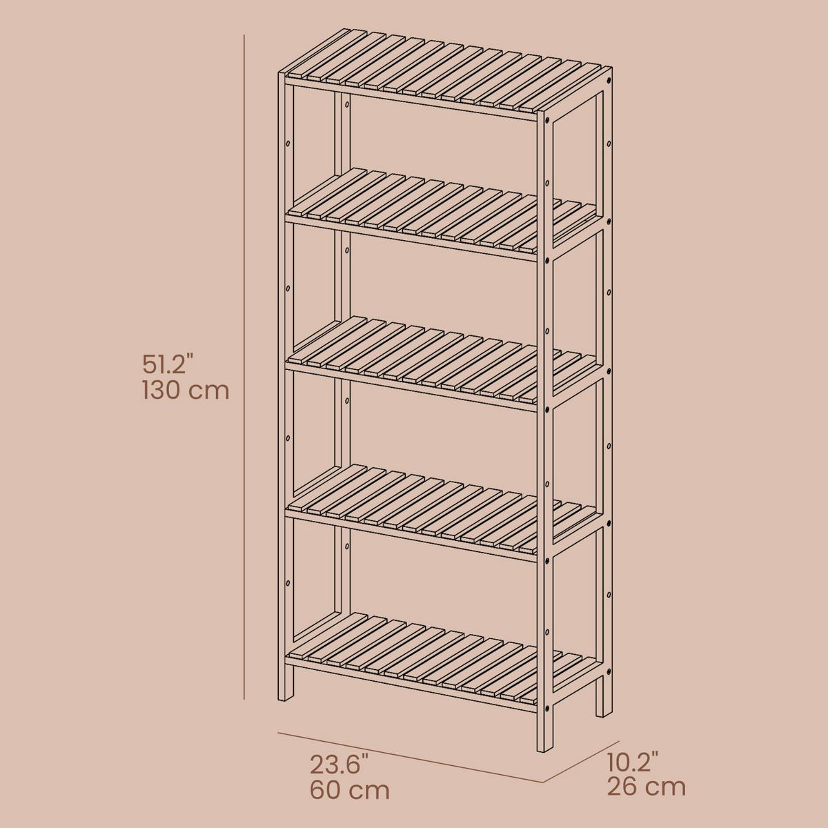Badezimmerregal Naturfarben B: 60 cm - Naturfarben, Basics, Holz (60/130/26cm)