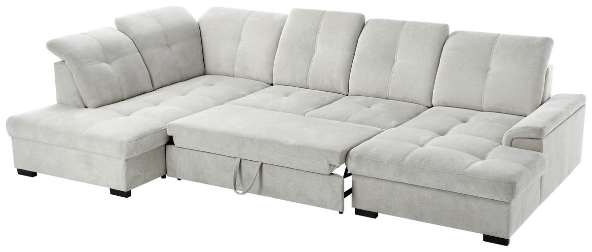 Sarokkanapé Prada - ezüst/szürkésbarna, Modern, textil (230/358/176cm)
