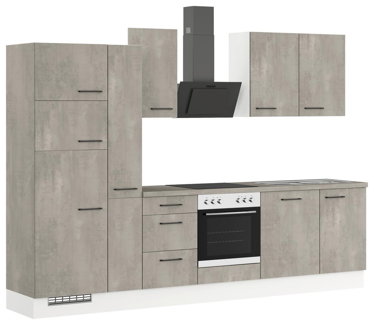 Küchenblock Ip120 Weiß/Grau B: 310 cm - Eichefarben/Weiß, Trend, Holzwerkstoff (310cm) - Impuls