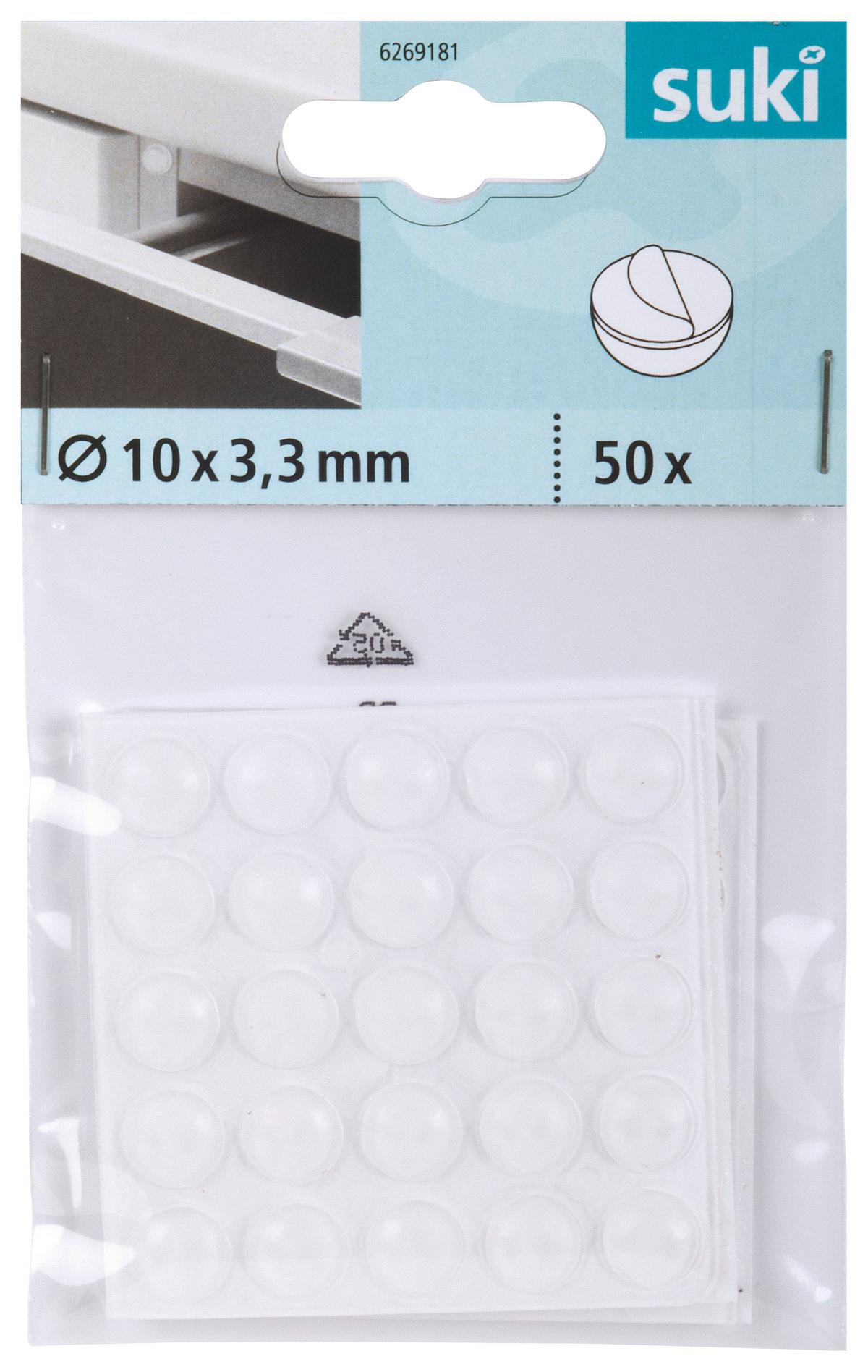 Öntapadós Ajtóütköző 10x3,3mm 50db - áttetsző, műanyag (1/0,3cm) - Suki