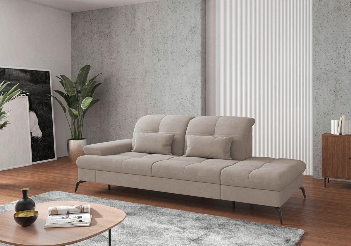 Récamiere Amica E, Greige B: 231 - Greige/Schwarz, KONVENTIONELL, Textil (231/90/122cm) - Sit & More