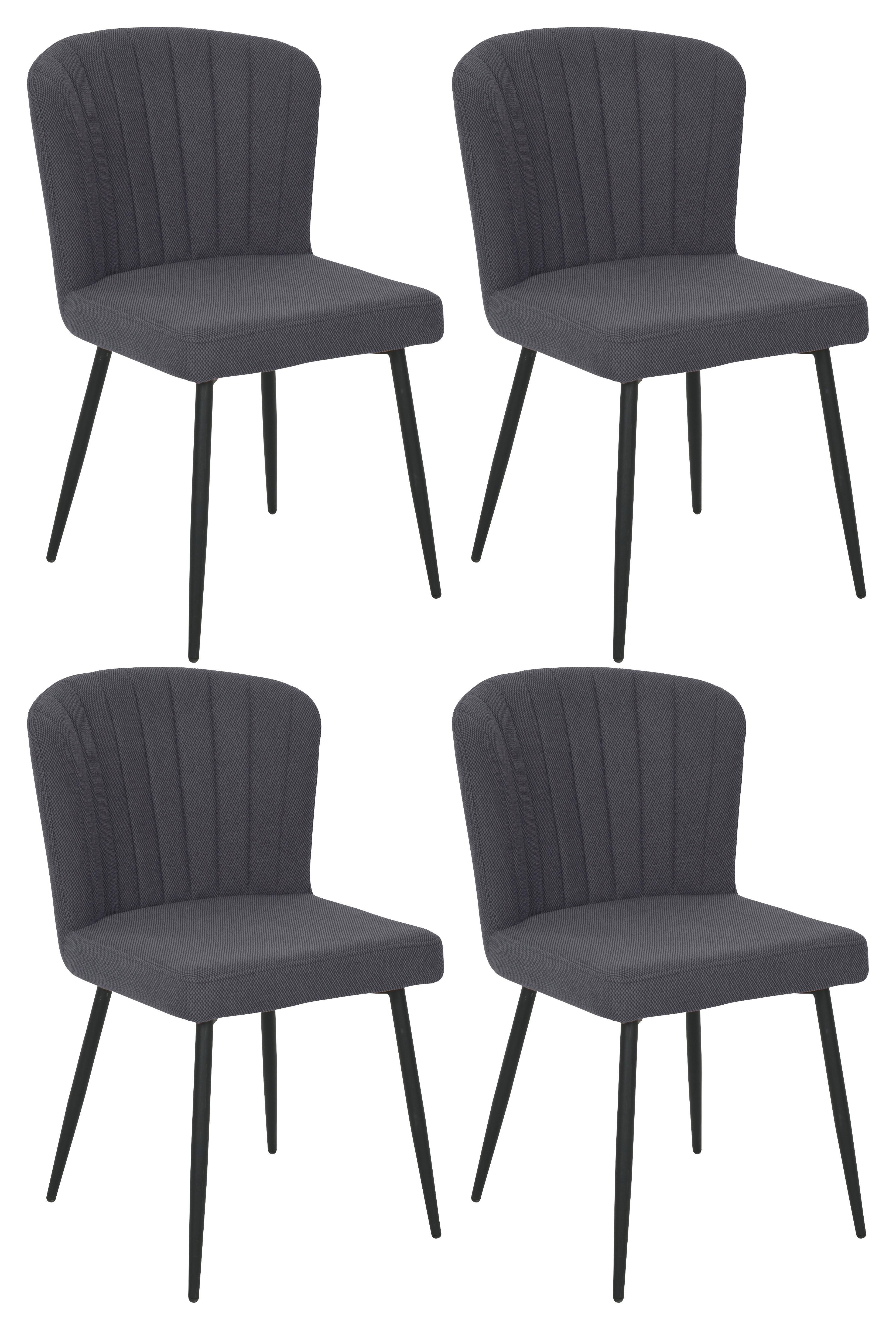Vierfußstuhl Abbie Leinenoptik Schwarz, B: 52 cm - Schwarz, KONVENTIONELL, Holz/Textil (52/82/60cm) - P & B