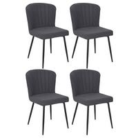 Vierfußstuhl Abbie Leinenoptik Schwarz, B: 52 cm - Schwarz, KONVENTIONELL, Holz/Textil (52/82/60cm) - P & B