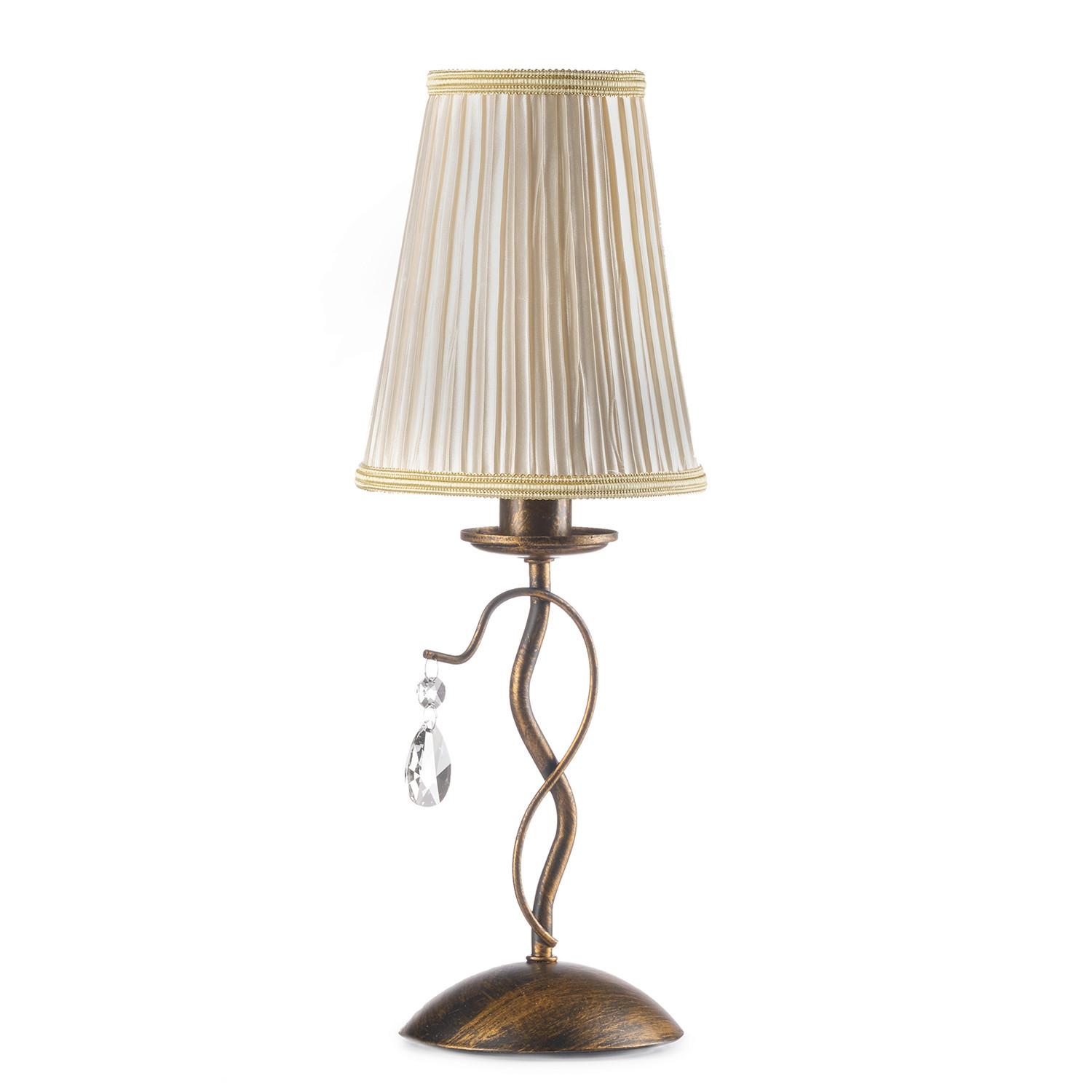 Kristall-Tischleuchte Delia Cognac Cappuccino  L: 15 cm - Cognac/Cappuccino, KONVENTIONELL, Glas/Kunststoff (15/15/42cm)