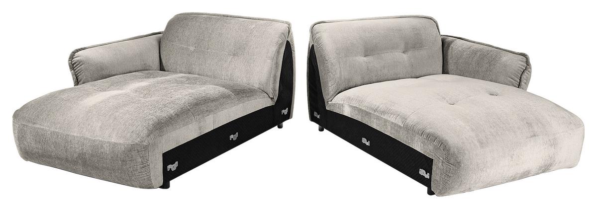 Bigsofa Fluffy, Silberfarben B: 285 Cm - Silberfarben/Schwarz, MODERN, Textil (285/87/184cm) - Trendmanufaktur