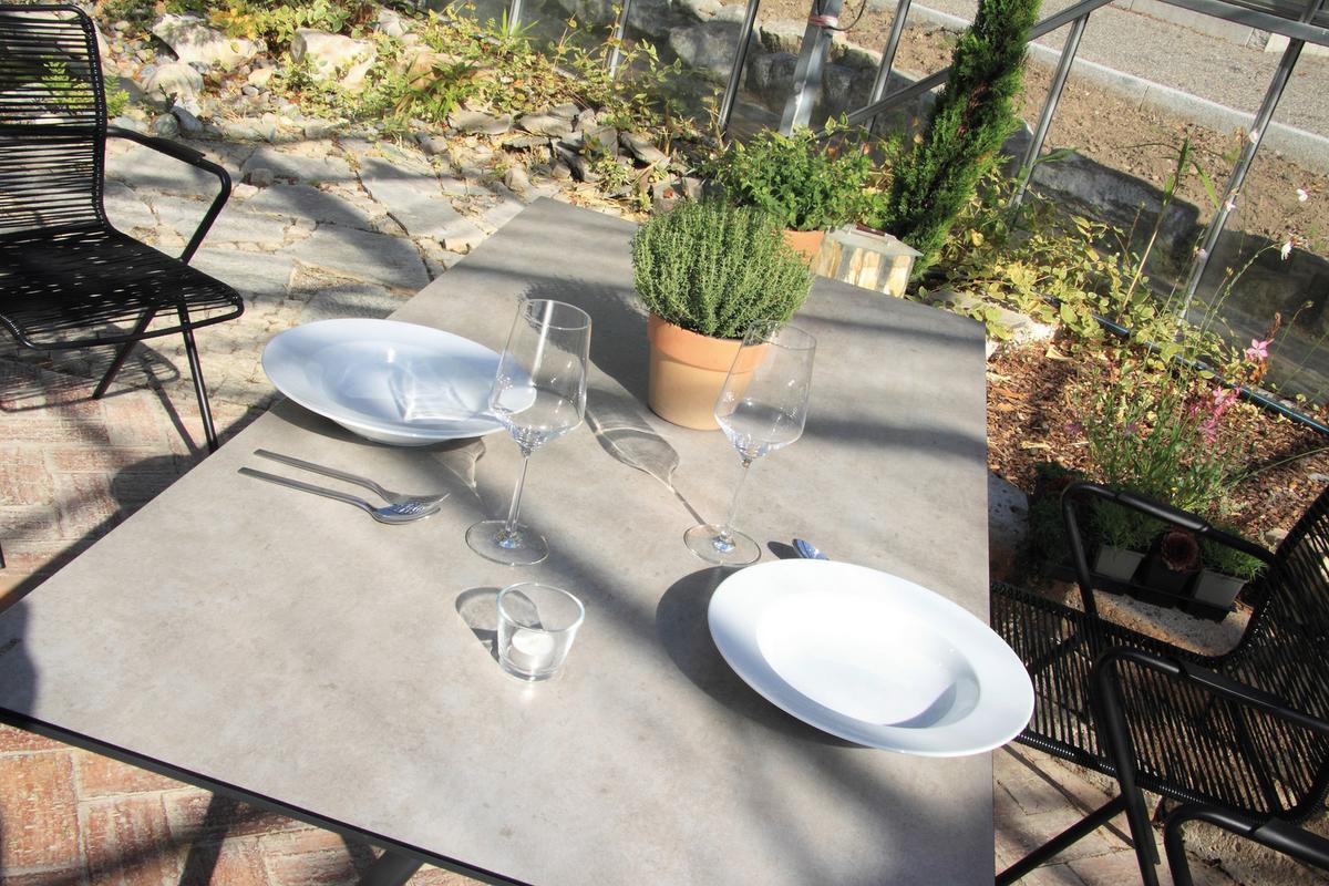 Gartengarnitur 5-Tlg. Alpha Rope Metall/Kunststoff/Glas - Taupe/Anthrazit, Basics, Glas/Kunststoff (80/75/160cm) - Acamp