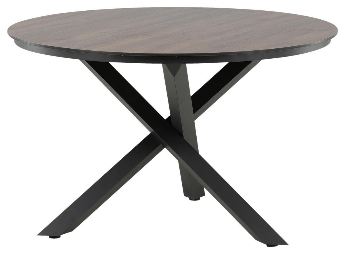 Gartentisch Llama - Schwarz/Braun, KONVENTIONELL, Kunststoff/Metall (120/120/75cm) - Gardenson