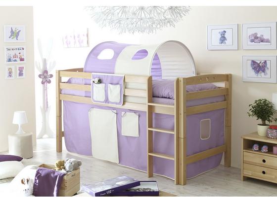 Betttasche aus Stoff in Lila/Beige