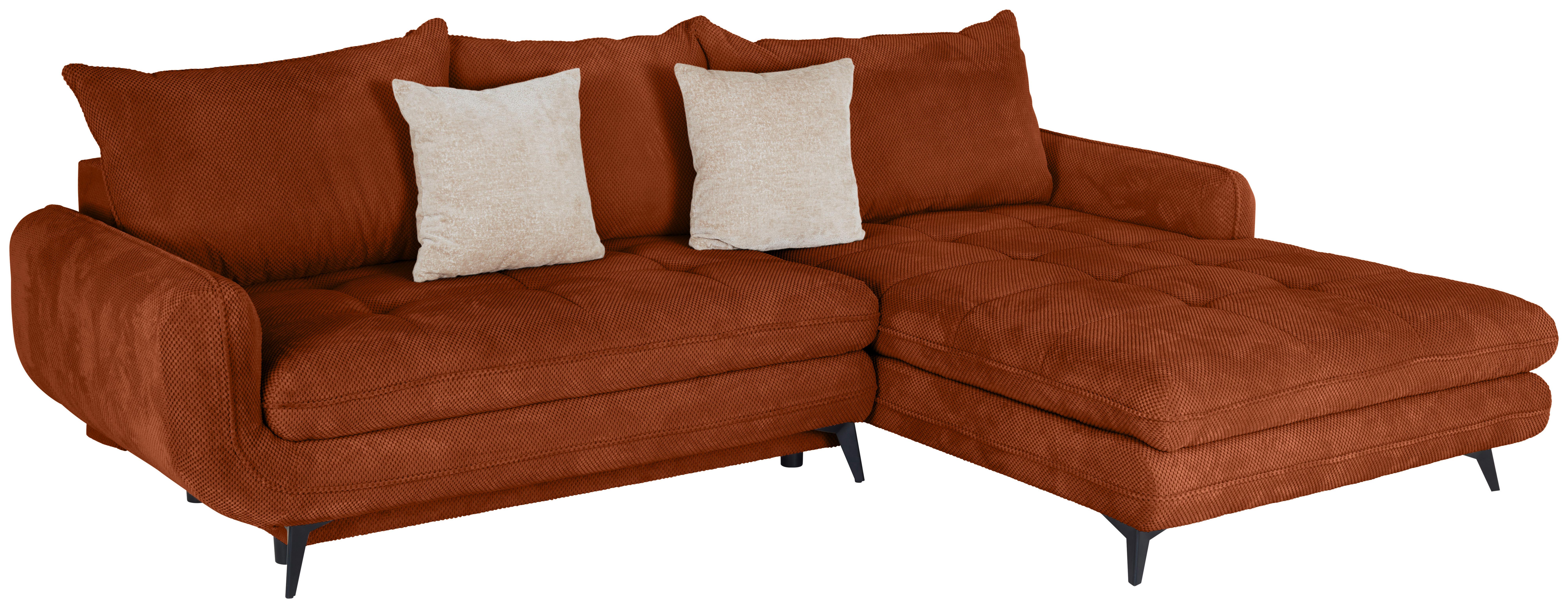 Ecksofa Wave - Schwarz/Orange, MODERN, Holz/Textil (266/189cm)