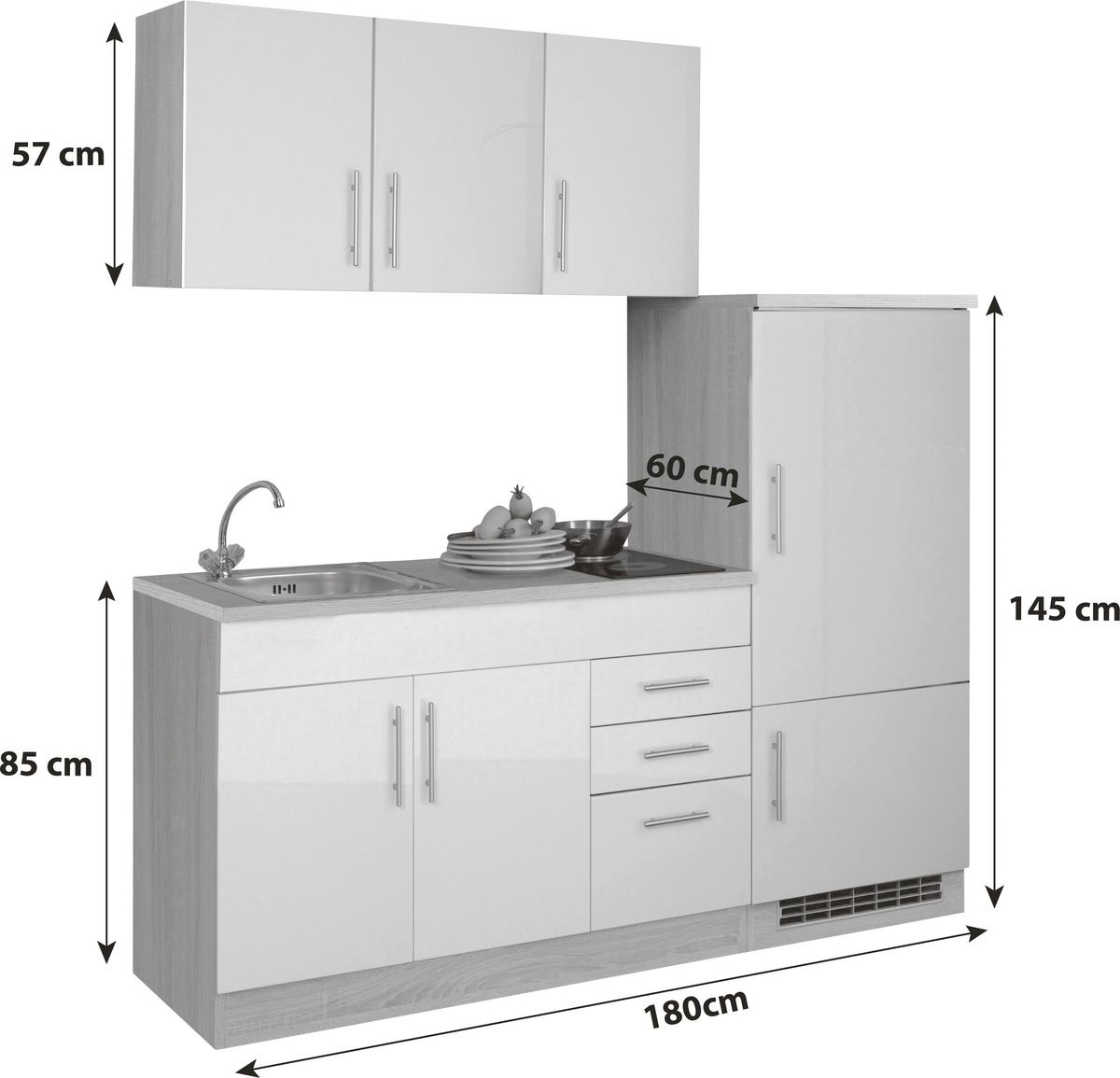 Küchenblock Toronto Weiß/Graphitfarben B: 180 cm - Graphitfarben/Weiß, MODERN, Holzwerkstoff (180cm) - Held