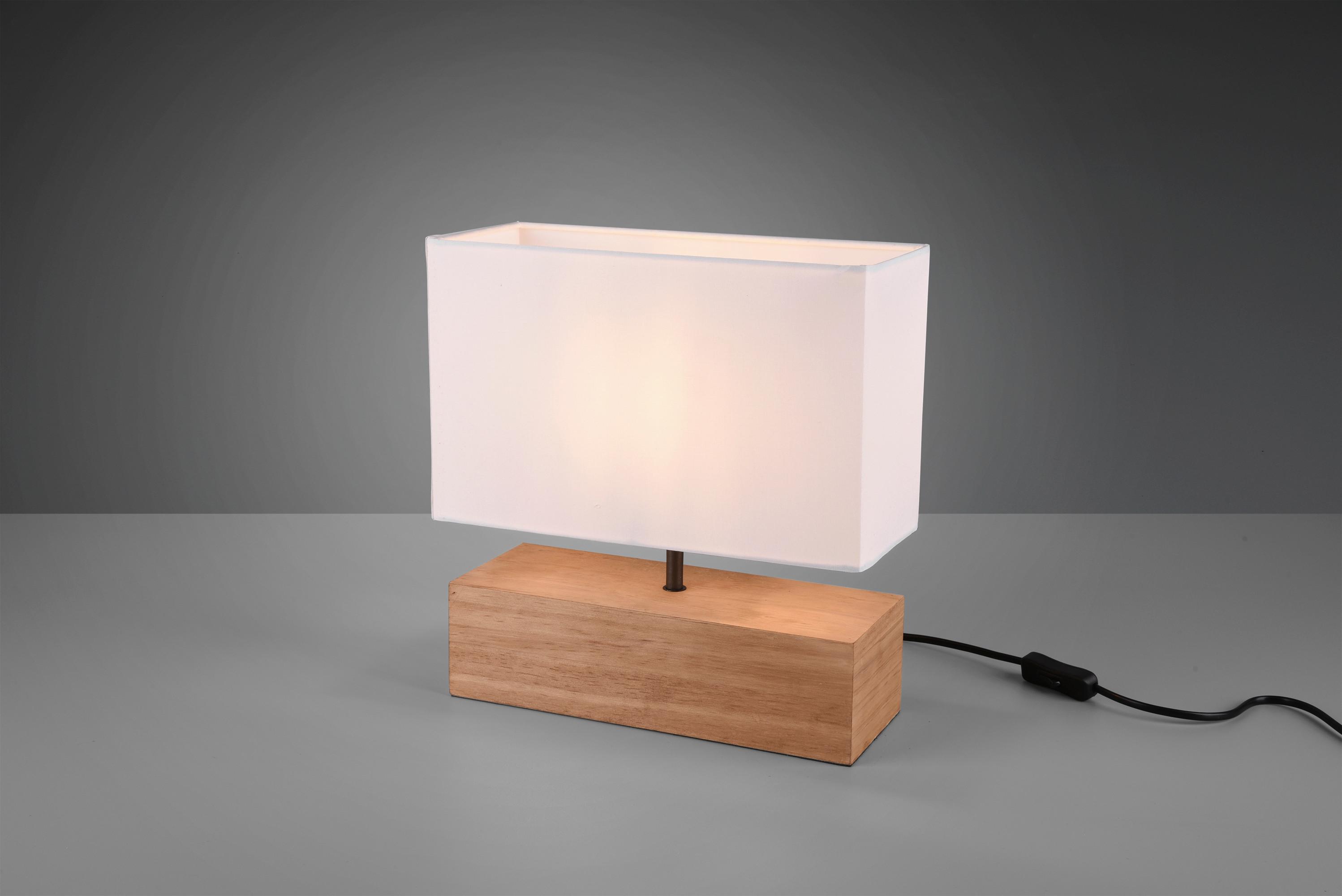 Tischlampe Naturfarben/ Weiß Mit Schnurschalter - Naturfarben/Weiß, Natur, Holz/Textil (30/12/30,5cm)