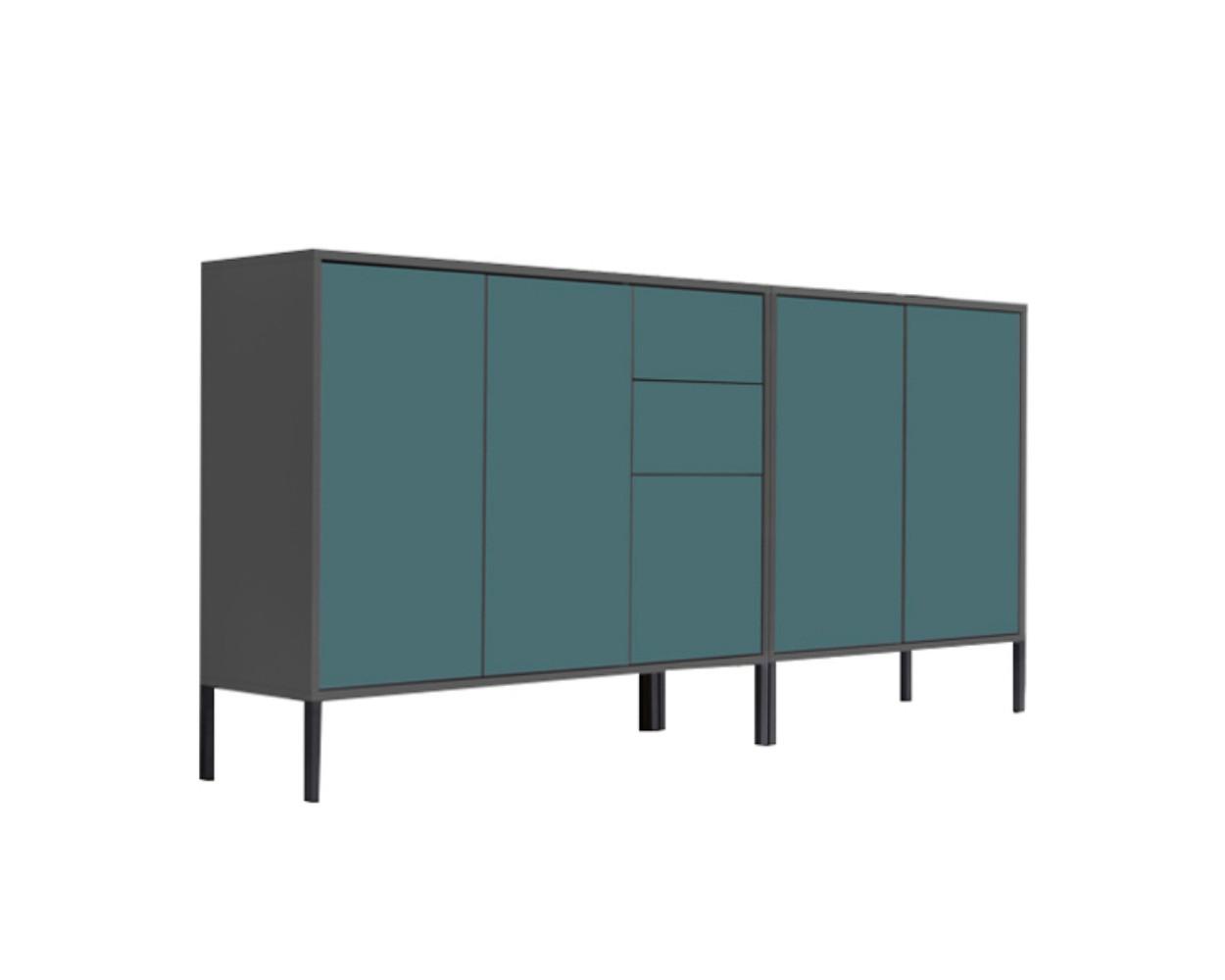 Sideboard Mailand Anthrazit/petrol B: 184,5cm - Anthrazit/Petrol, MODERN, Holzwerkstoff (184,5/86/33cm) - MID.YOU