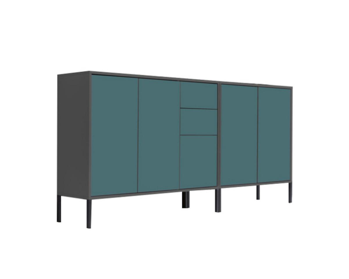 Sideboard Mailand Anthrazit/petrol B: 184,5cm - Anthrazit/Petrol, MODERN, Holzwerkstoff (184,5/86/33cm) - MID.YOU