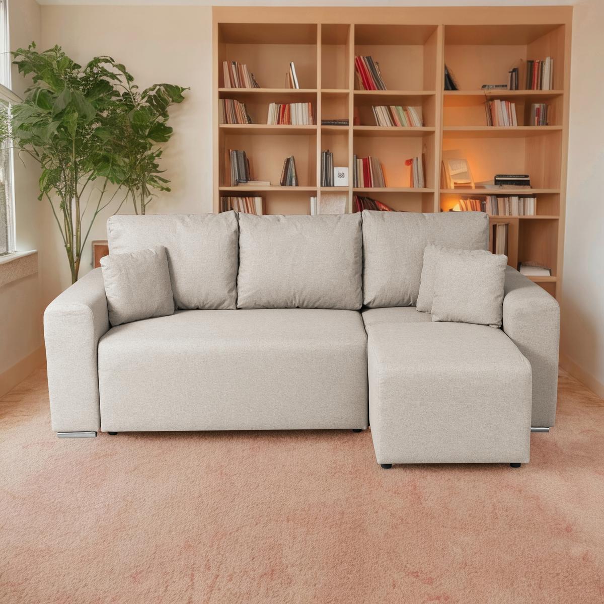 Ecksofa Bega - Chromfarben/Beige, Basics, Textil (240/153cm) - P & B