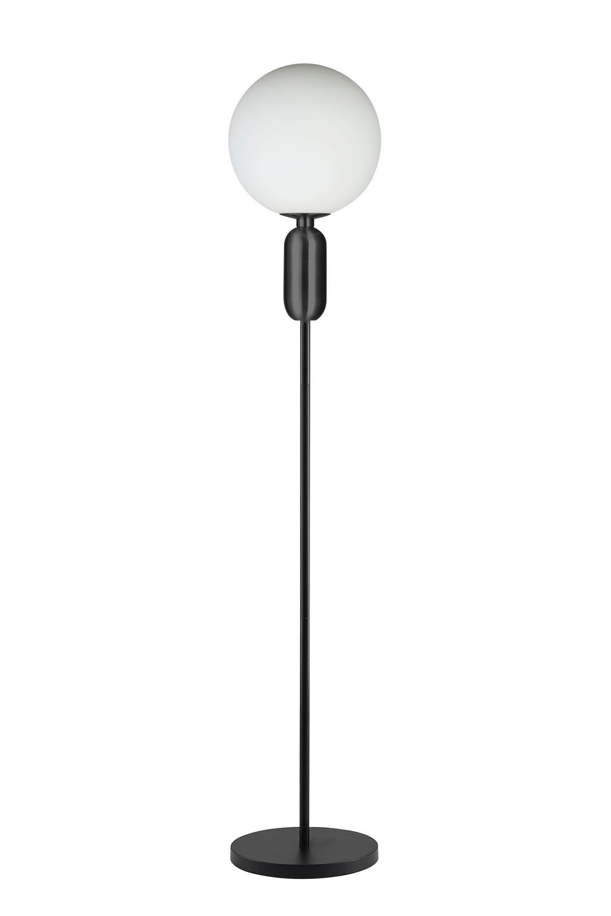 Stojaca lampa Tiano čierna - čierna, Modern, kov/sklo (25/155cm) - Bessagi Home