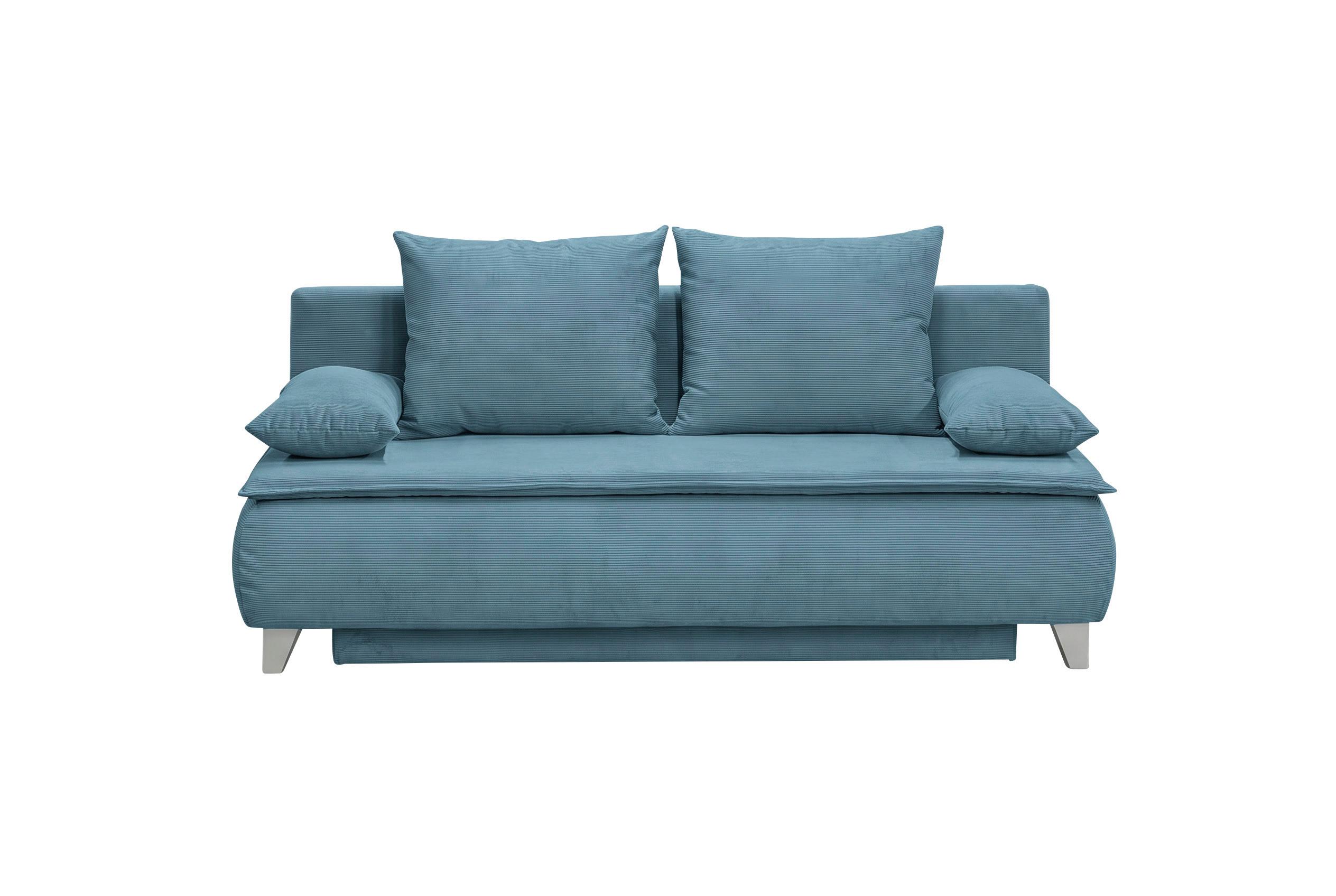 Boxspringová pohovka MONA LUX, azurově modrý manšestr - azurová modrá, Moderní, textil (208/100/106cm) - Mömax