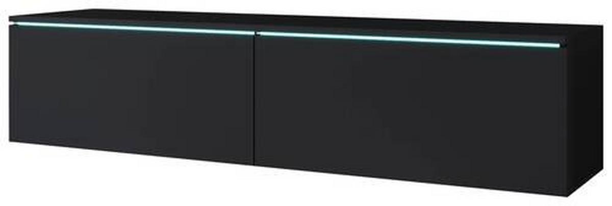 Nízká komoda s LED osvětlením 140 cm - šedá/černá, Basics, kompozitní dřevo/plast (140/30/33cm) - P & B