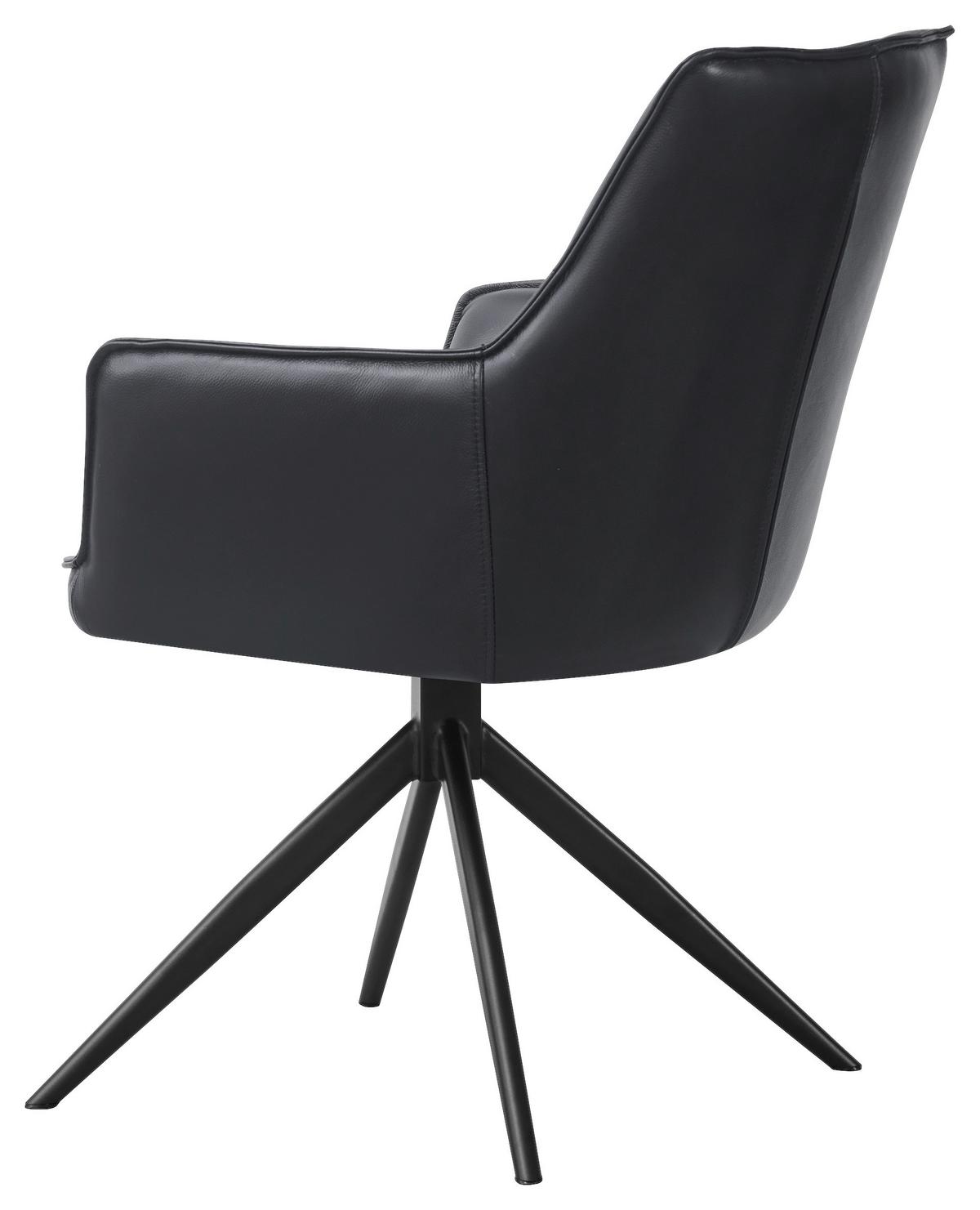 Armlehnstuhl Adriana Echleder schwarz, B: 57cm - Schwarz, MODERN, Leder/Holz (57/87/62cm)