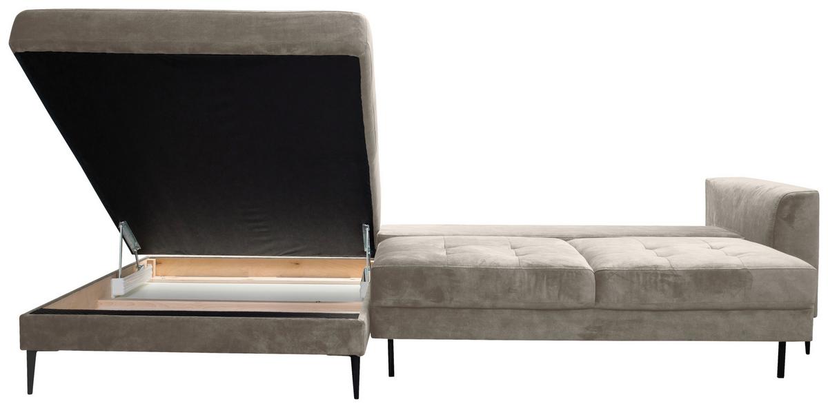 Ecksofa Mit Schlaffunktion & Bettkasten Luzi Hellgrau - Hellgrau/Schwarz, MODERN, Textil (168/280cm) - Trendmanufaktur