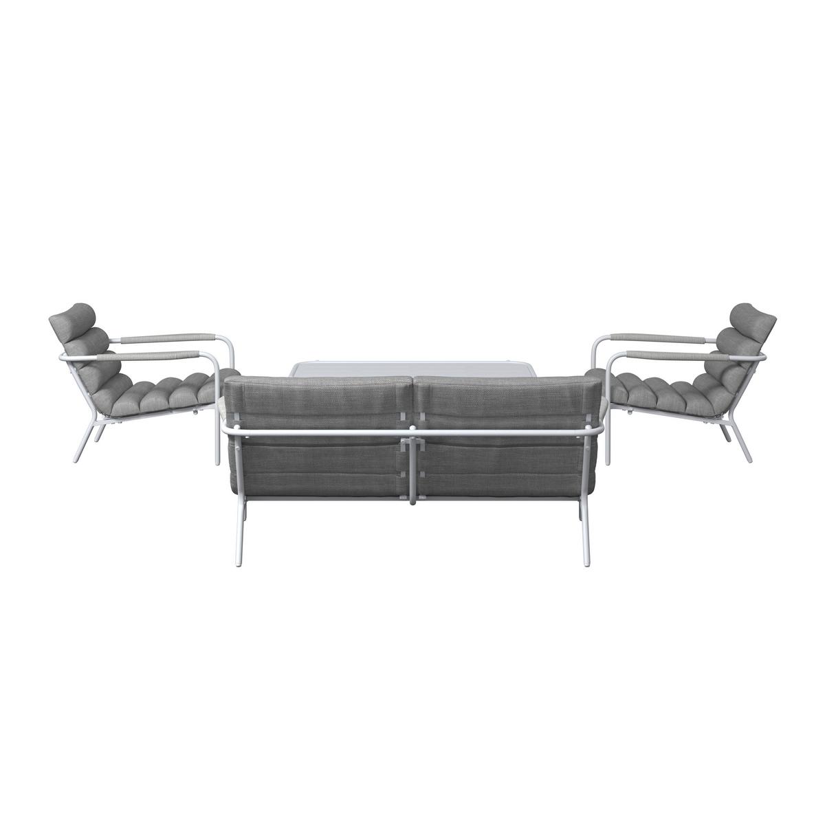 LOUNGEGARNITUR VISBY - Hellgrau/Weiß, MODERN, Textil/Metall (138/73/82.5cm) - Beldano