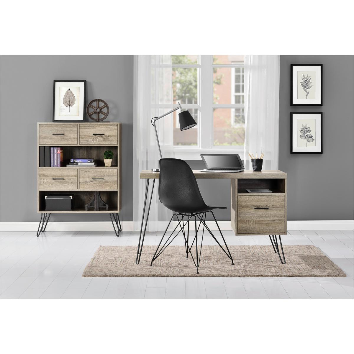 Kommode London Grau/eichefarben 79 Cm - Eichefarben/Schwarz, Design, Holzwerkstoff/Metall (79/112/36cm) - MID.YOU
