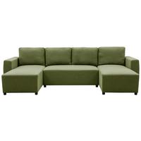 Wohnlandschaft Pharell Mit Schlaffunktion Olivgrün - Schwarz/Olivgrün, Basics, Textil (155/297/155cm) - Livetastic