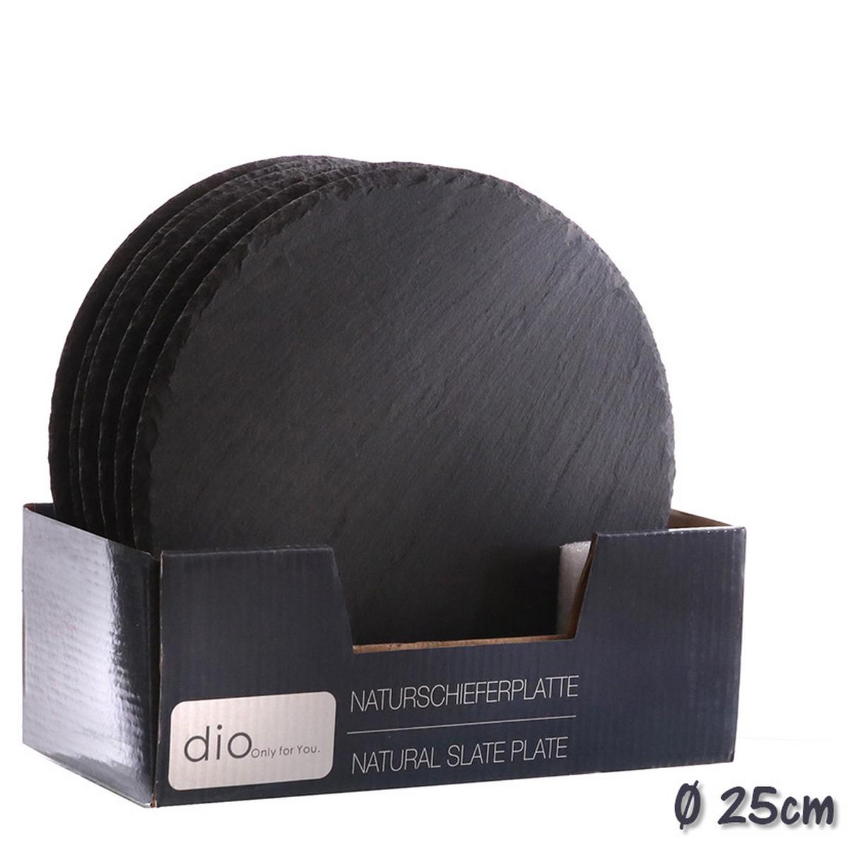 Schiefertafel Rund Bxl 25x25 Cm - Schwarz, KONVENTIONELL, Stein (25/25cm) - Luca Bessoni