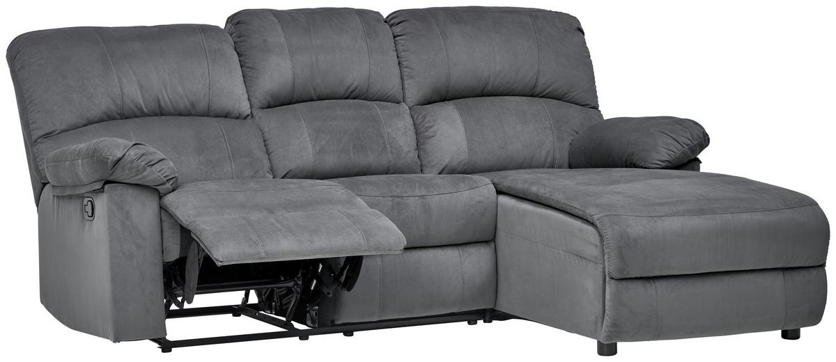 Ecksofa Boston - Schwarz/Grau, Basics, Textil/Metall (216/159cm) - P & B