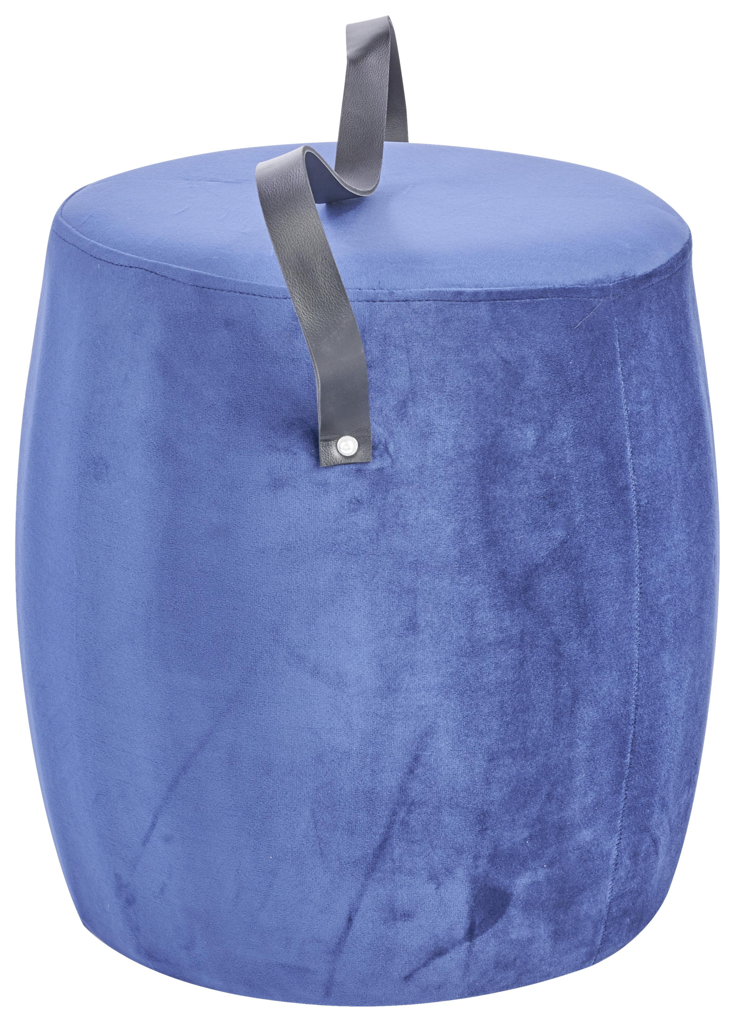 Hocker Textil Dunkelblau Sitz Gepolstert H: 40 cm Rund - Dunkelblau, Basics, Textil (38/40cm)
