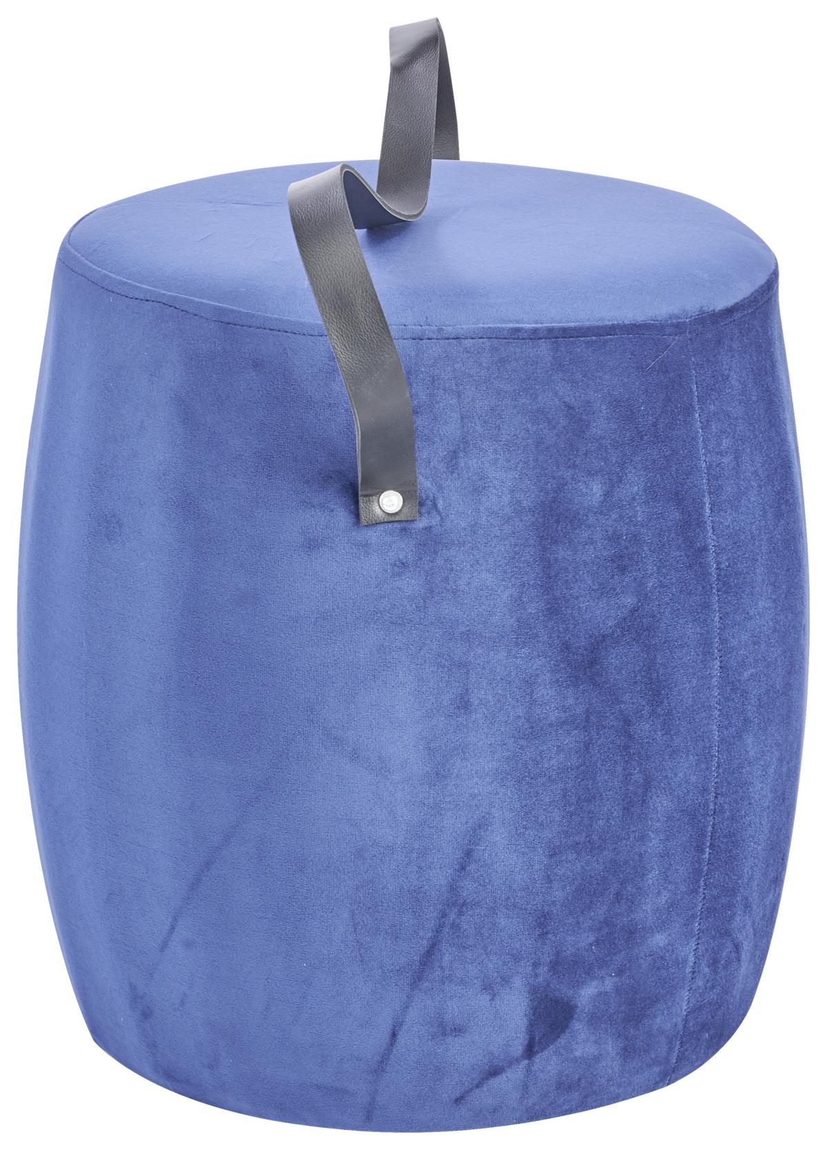 Hocker Textil Dunkelblau Sitz Gepolstert H: 40 cm Rund - Dunkelblau, Basics, Textil (38/40cm)