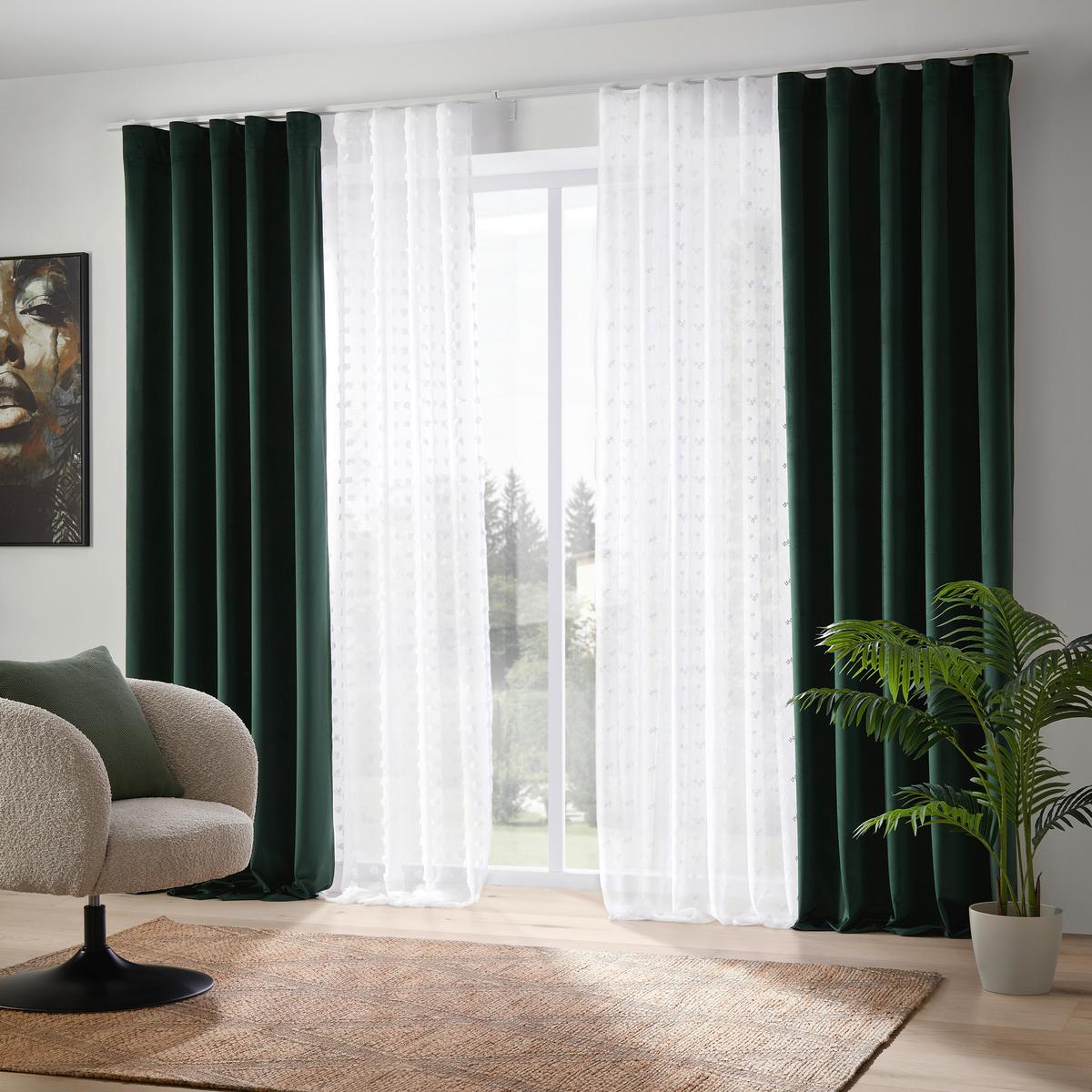 HOTOVÝ ZÁVES Viola, 140/245cm, tmavozelená - tmavozelená, Konventionell, textil (140/245cm) - Premium Living