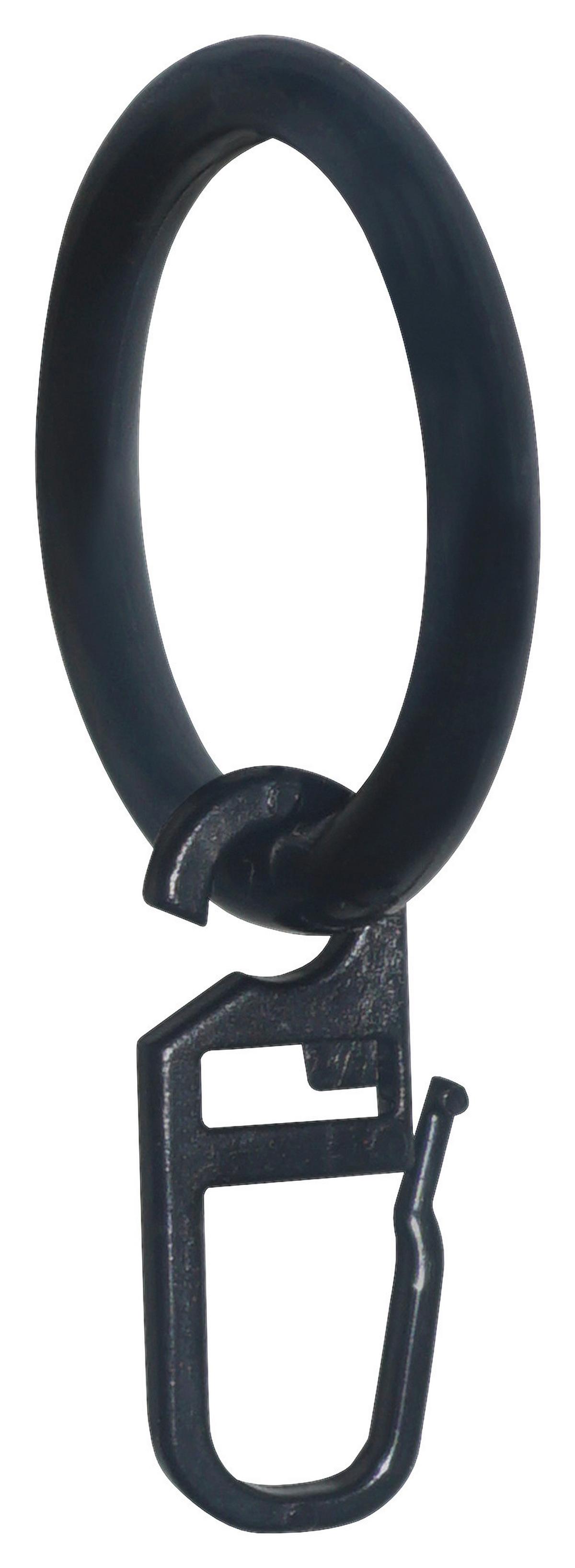 Függönykarika Paul - fekete, műanyag (3,5cm) - Ondega